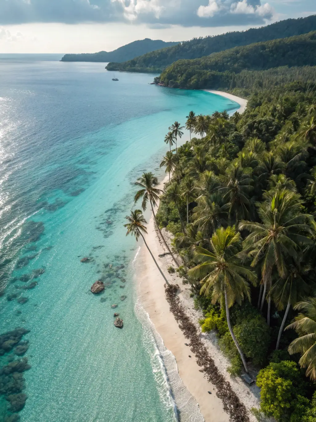A stunning aerial view of the Mitsio archipelago, highlighting the pristine beaches and clear waters that await visitors on the island hopping tour.